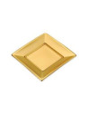 Plato cuadrado reut. oro metal  23X23CM 4UD | Ducaval | Envías 24/48 