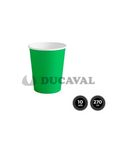 Vaso verde cartón BIODEGRADABLE 270cc 10ud Ducaval envios 24/48 horas