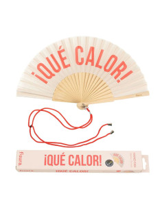 Abanico "qué calor" beige y rojo  | Ducaval | Envías 24/48 horas 