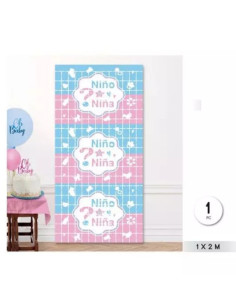 Cortina flecos cuadros gender reveal 1*2M | Ducaval | Envías 24/48 ho