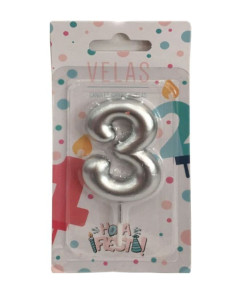 Velas número 3 plata | Ducaval | Envíos 24/48 horas