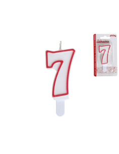 Vela cumpleaños rojo/blanco 7  | Ducaval | Envías 24/48 horas 