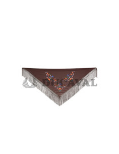 Mantón grande bordado marrón