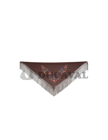 Mantón grande bordado marrón