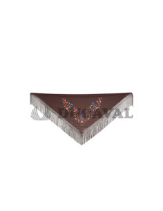 Mantón grande bordado marrón