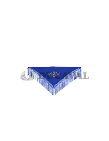 Mantón pequeño bordado azul royal