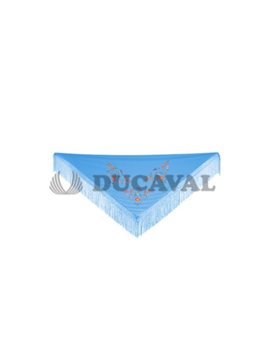 Mantón grande bordado azul