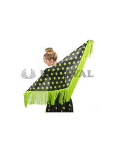 Mantón negro lunares verdes