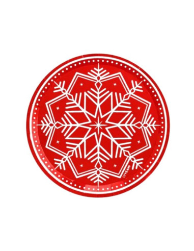 Platos  navideños winter rojos 23cm | Ducaval | Envías 24/48 horas 