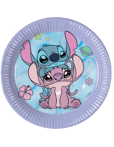 Platos cartón Stitch y Angel 20cm 8ud | Ducaval | Envíos 24/48h