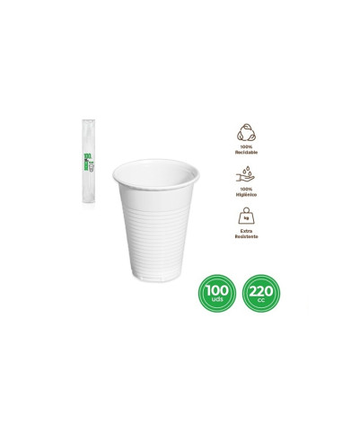 Vaso impermeable blanco 220cc 100ud | Ducaval | Envíos 24/48 horas