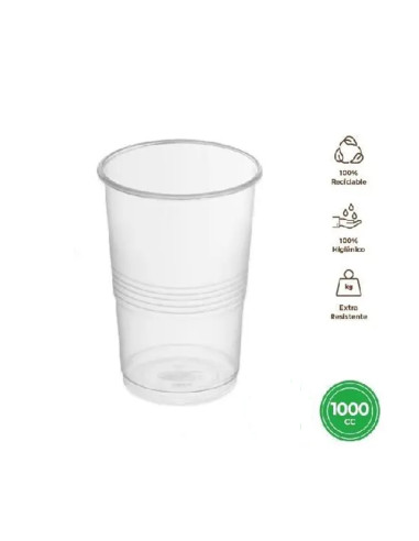 Vaso litrona irrompible transparente. 1000cc pp 25 uds | Ducaval | En