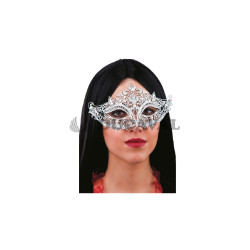 Máscara metal plata con perlas