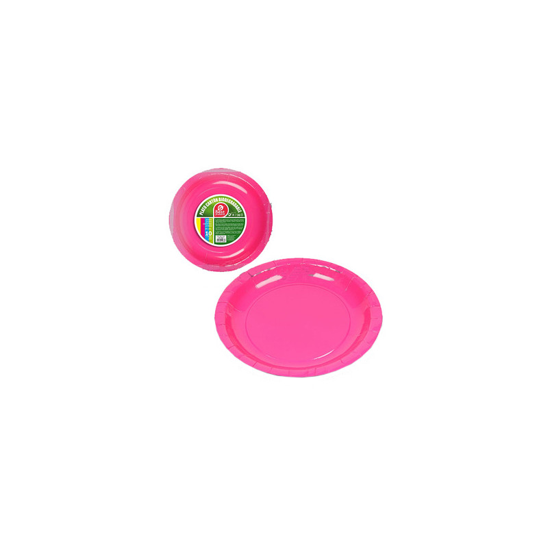 Plato cartón fucsia 20cm  Disfraces Ducaval