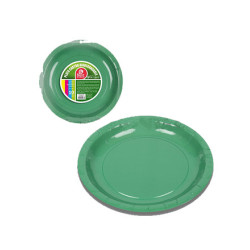 Plato cartón verde 20cm 10ud  Disfraces Ducaval