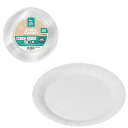 Plato cartón blanco biodegradable 23cm s/50