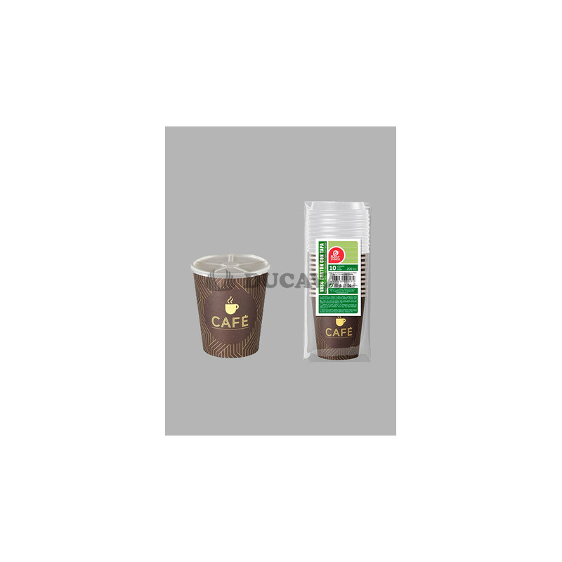Vasos cartón decoración + tapa 200 cc, 10 unidades | Ducaval | Envíos