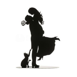 Pareja de boda con gato de metal negro 18cm | Ducaval | Envíos 24/48 
