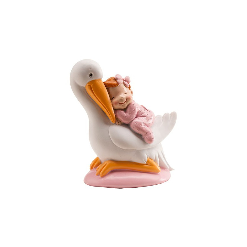 Figura cigüeña rosa dormida 10cm | Ducaval | Envíos 24/48 horas