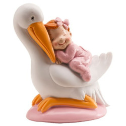 Figura cigüeña rosa dormida 10cm | Ducaval | Envíos 24/48 horas