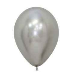 Globo látex plata reflex 30cm 50 unidades  Disfraces Ducaval. 2448 