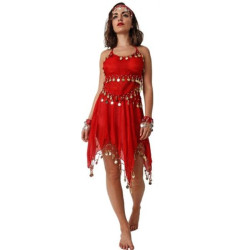 Traje monedas falda roja