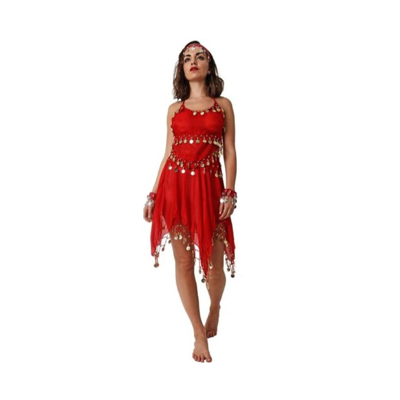 Traje monedas falda roja