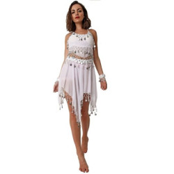 Traje monedas falda blanca
