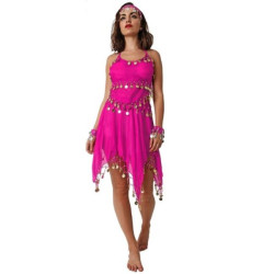 Traje mondedas falda fucsia