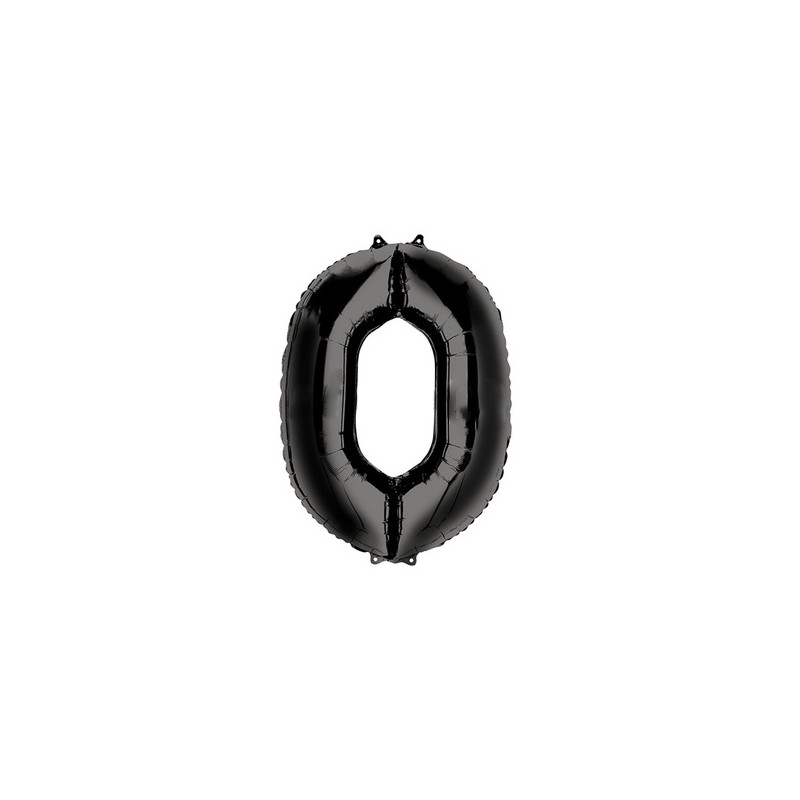 Globo foil número 0 negro 86cm | Ducaval | Envíos 24/48 horas
