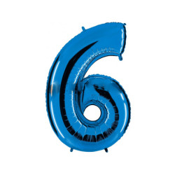 Globo foil número 6 azul  | Ducaval | Envíos 24/48 horas