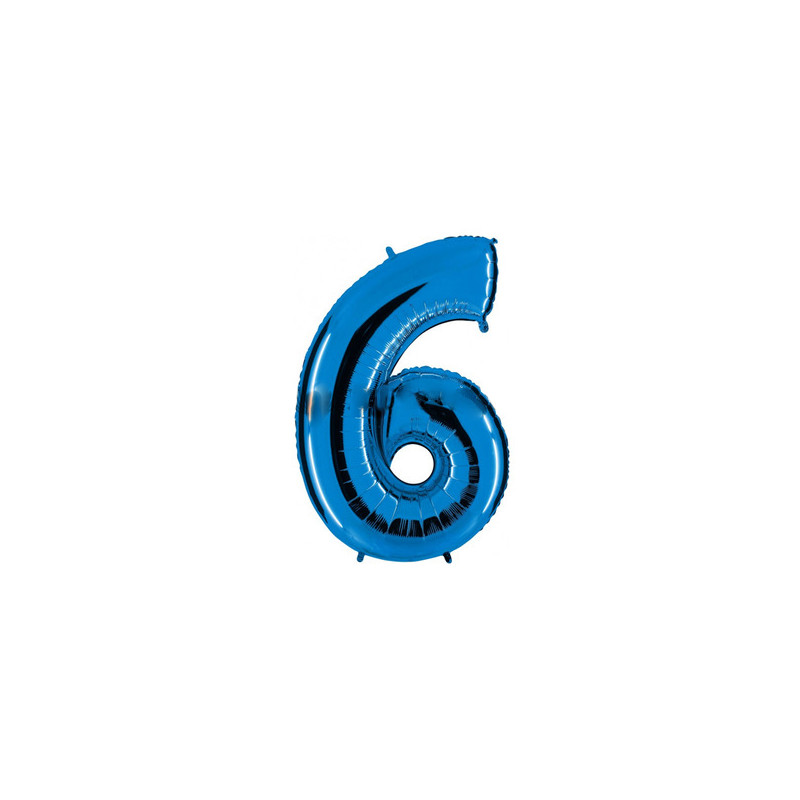 Globo foil número 6 azul  | Ducaval | Envíos 24/48 horas