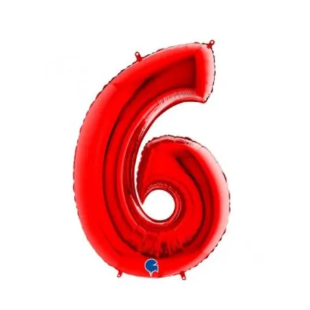 Globo foil número 6 rojo  | Ducaval | Envíos 24/48 horas