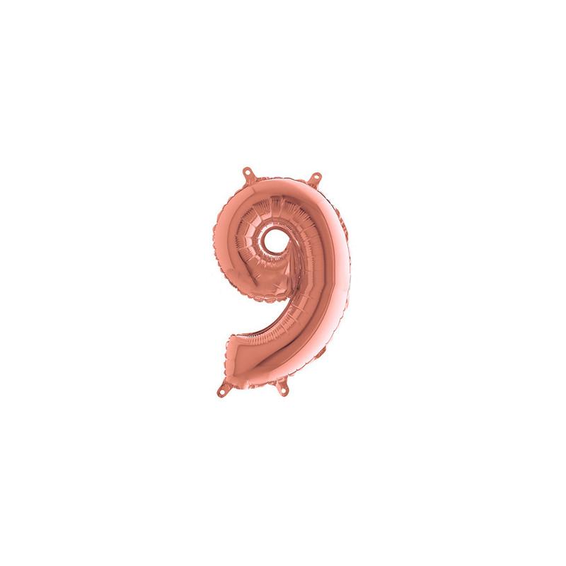 Globo foil número 9 oro rosado  | Ducaval | Envíos 24/48 horas