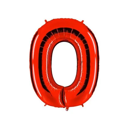 Globo foil número 0 rojo | Ducaval | Envíos 24/48 horas