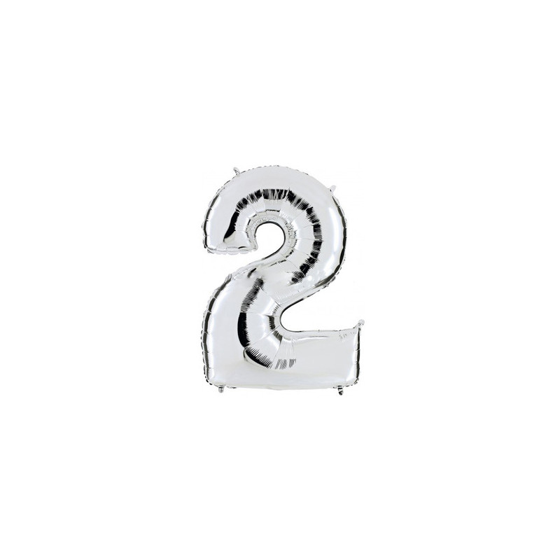 Globo foil número 2 plata | Ducaval | Envíos 24/48 horas