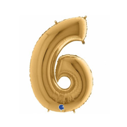 Globo foil número 6 oro  | Ducaval | ENvíos 24/48 horas
