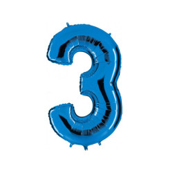 Globo foil número 3 azul  | Ducaval |Envíos 24/48 horas