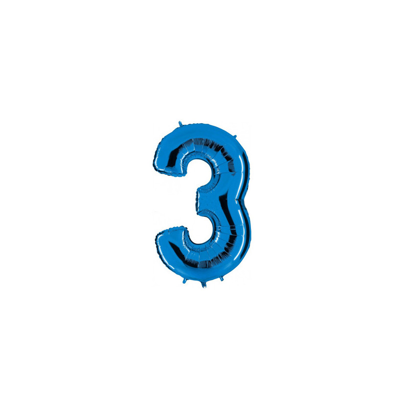 Globo foil número 3 azul  | Ducaval |Envíos 24/48 horas