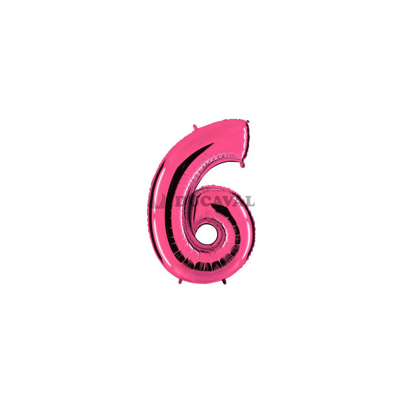 Globo foil número 6 rosa  | Ducaval | Envíos 24/48 horas