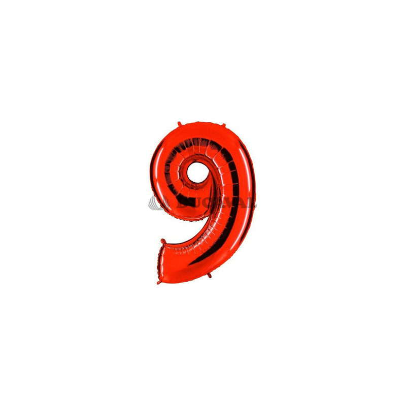 Globo foil número 9 rojo | Ducaval | Envíos 24/48 horas