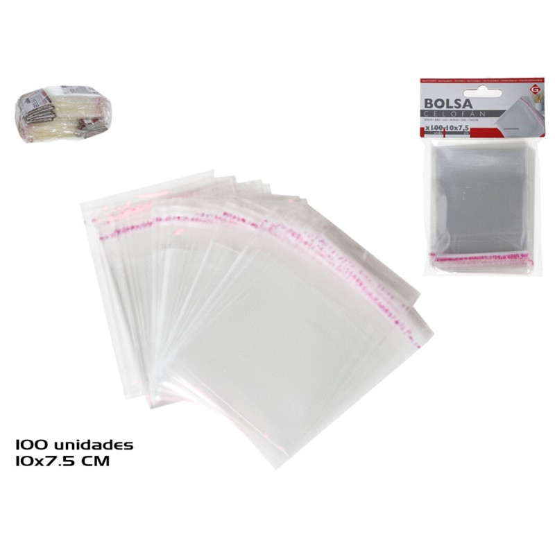 Bolsa celofan x100 adhesivo 10x 7.5 cm  | Ducaval | Envías 24/48 hora