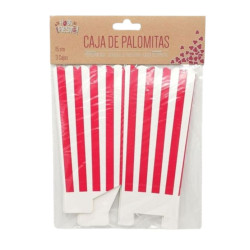 Caja palomitas rayas roja/blanca 15cm. | Ducaval | Envías 24/48 horas