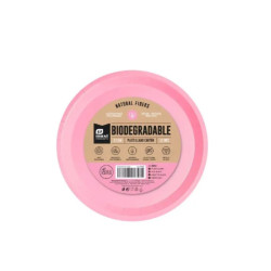 plato llano rosa pastel BIODEGRADABLE 17cm 12ud | Ducaval | Envíos 24