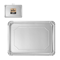 Bandeja rectangular cartón plata metal 25x34cm | Ducaval | Envías 24/