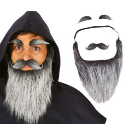 Barba larga gris con bigote y cejas | Ducaval | Envías 24/48 horas 