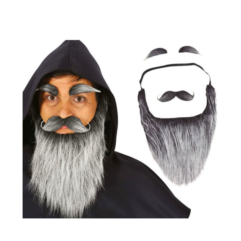 Barba larga gris con bigote y cejas | Ducaval | Envías 24/48 horas 