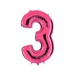 Globo foil número 3 rosa  | Ducaval | Envíos 24/48 horas