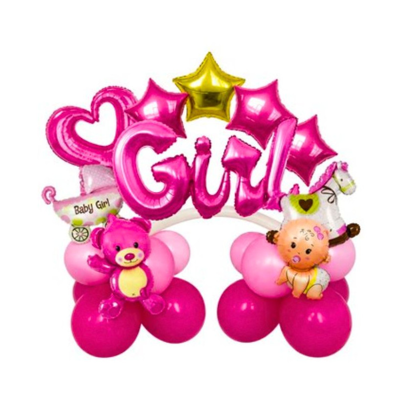 Conjunto globos foil baby girl 27pzas | Ducaval | Envías 24/48 horas 
