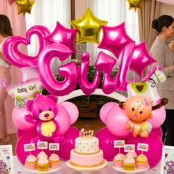 Conjunto globos foil baby girl 27pzas | Ducaval | Envías 24/48 horas 